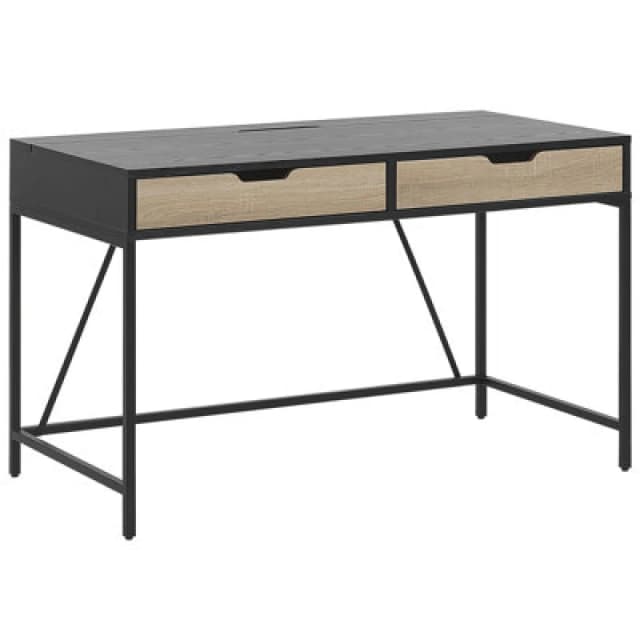Beliani Home Office Desk Jena Black 120 Cm 60 Cm With Drawers