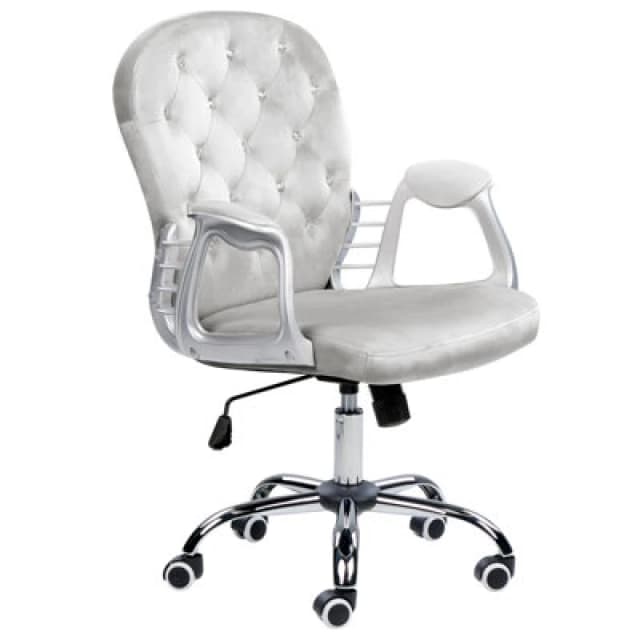 Beliani Desk Chair Princess Velvet Light Grey