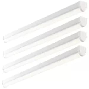 4 PACK 4ft High Lumen Batten Light - 42.5W Cool White LED - Gloss White & Opal