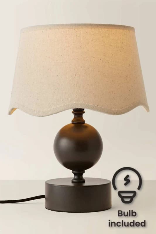 ValueLights ValueLights Anthony Candlestick Table Lamp with Linen Scallop Lamp Shade and Bulb in Cream Cream One Size Unisex 5059406069130