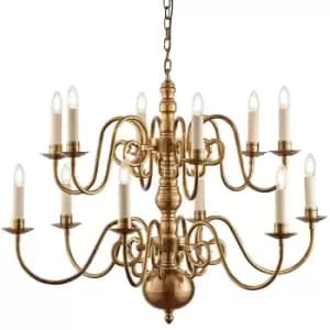 Luxury Hanging Ceiling Pendant Light Traditional 12 Lamp Solid Brass Chandelier