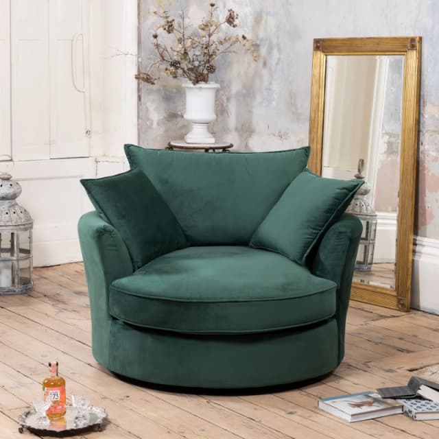 Artemis Home Havana Velvet Swivel Base Cuddle Chair in Green Green Unisex