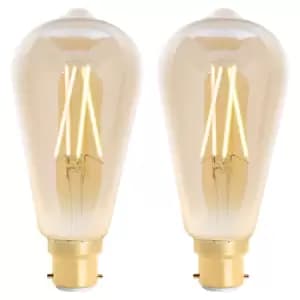 4lite WiZ Connected LED Smart ST64 Filament Bulb Amber BC (B22) Tunable White & Dimmable - Twin Pack