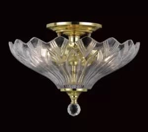 Dallas Polished Brass Bowl Semi Flush Ceiling Light