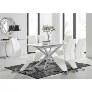 Furniture Box LIRA 120 Extending Dining Table and 6 White Willow Chairs