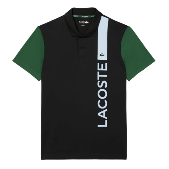 Lacoste Ultra Dry Print Branding Tennis Polo Shirt Black male XS