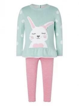 Monsoon Baby Girls Bunny Knit Top And Legging Set - Aqua