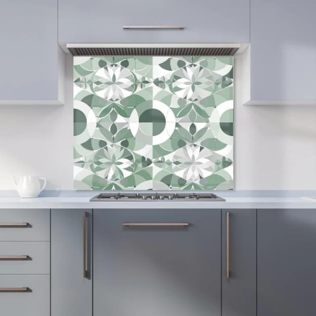 Warren Reed - Designer Geometric Pastel Green Kitchen Splashback Size: 600mm x 750mm Green Unisex 600mm x 750mm