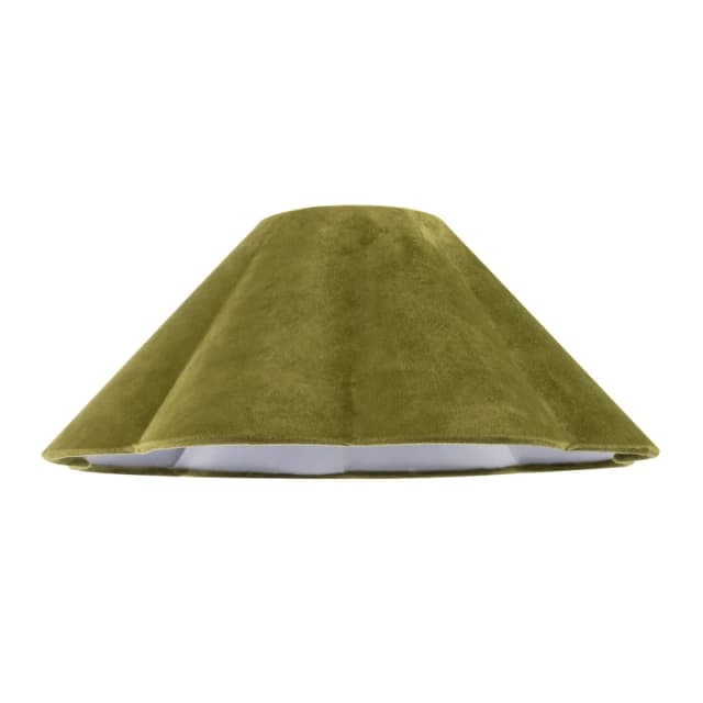 Happy Homewares Olive Green Velvet Fabric Empire Lamp Shade with Elegant Scallop Edges Size: 16" Olive Unisex 16"