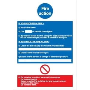 Stewart Superior NS013 Self Adhesive Vinyl Write On Sign 210x297mm Fire Action