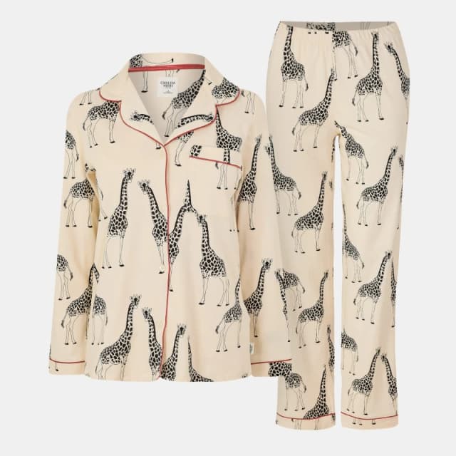 Chelsea Peers Chelsea Peers Giraffe Print PJ Set Cream Print Female 18 QV39205