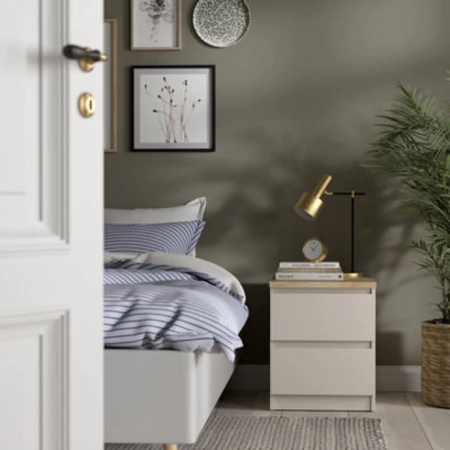 Furniture To Go Naia Bedside 2 Drawers In Cashmere Jackson Hickory (W) 40.4 X (H) 49.5 X (D) 50Cm