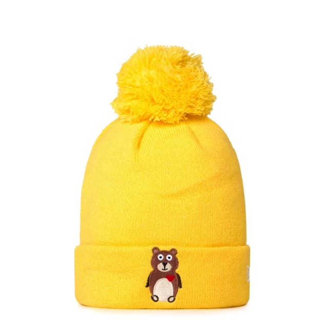 New Era Animal Pom Pom Beanie Juniors - Yellow Yellow Child