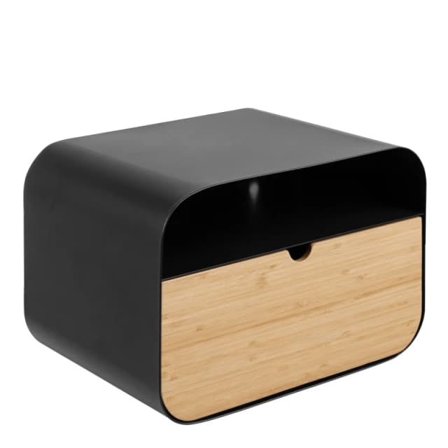 Furniture To Go Century 1 Drawer Wall Mounted Bedside Table in White Oak in Black Size: A Black Unisex A