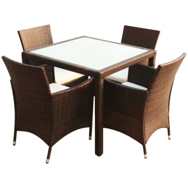 vidaXL Nine Piece Garden Furniture Set Poly Rattan Brown
