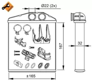 NRF Heat Exchanger with attachment material 54208 Heater Core,Heat Exchanger, interior heating OPEL,VAUXHALL,Corsa C Schragheck (X01)