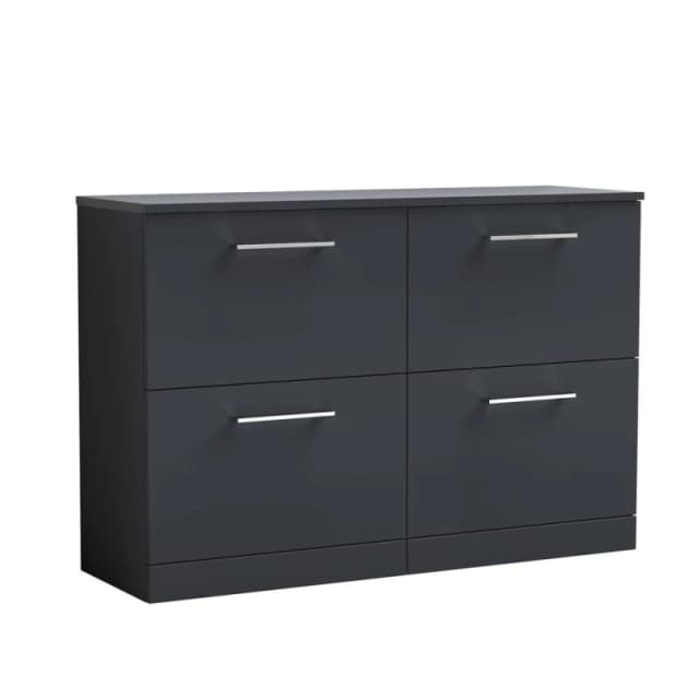 Balterley Level 1200mm Floor Standing 4 Drawer Vanity Unit & Worktop, Dark Grey Grey Unisex