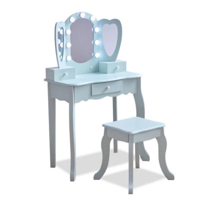 Teamson Kids Heart Glow Play Vanity Set, Light Blue TD-13945D