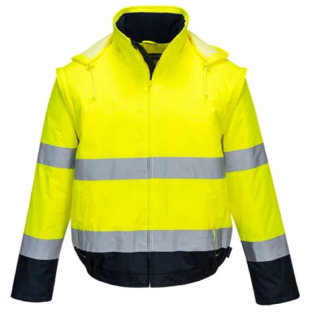 Portwest Essential 2 in 1 Waterproof Hi Vis Jacket C464YNRXXXL Colour: Yellow / Navy