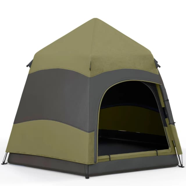 Outsunny Outsunny 4 Person Camping Tent Festival Hiking Shelter, Dark Green