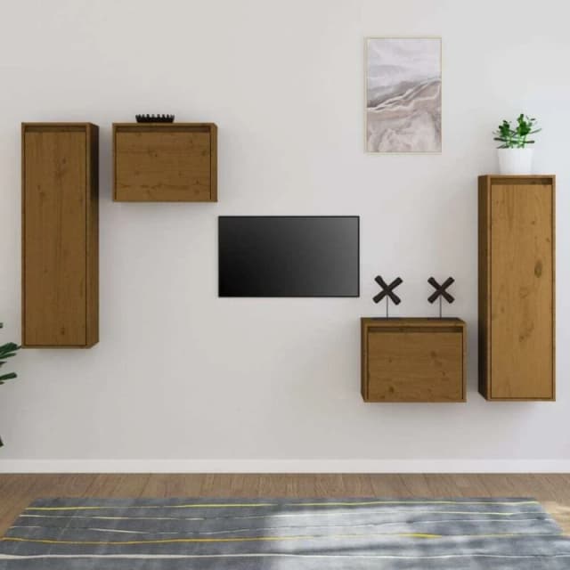 VIDAXL TV Cabinets 4 pcs Honey Brown Solid Wood Pine Vidaxl 8720286928547