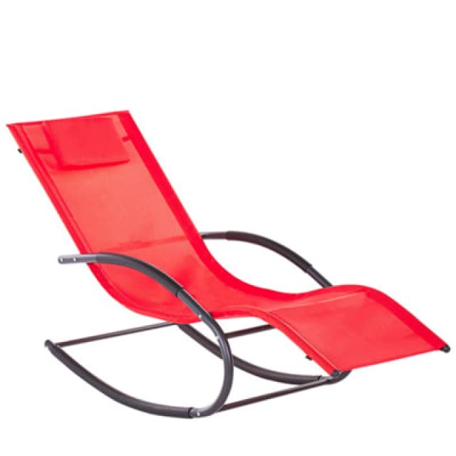 Beliani Rocking Sun Lounger Carano Ii Metal Red