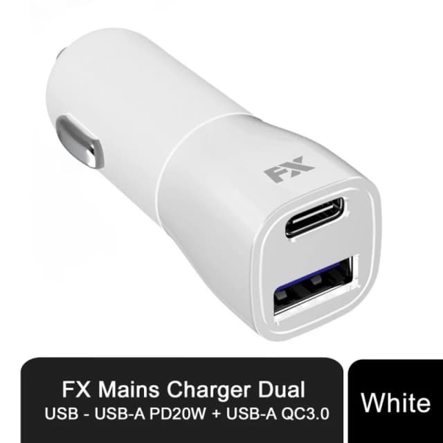 FX FX Dual USB Fast Charger - White PD20W + QC3.0 Universal Compatibility Portable & Lightweight