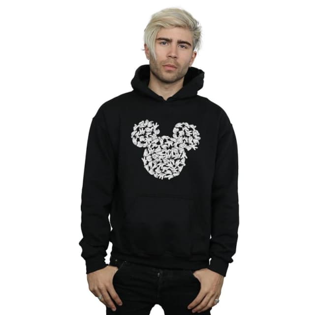 Disney Men Mickey Mouse Head Of Hands Hoodie in Black Size: Small Black S Male 5059308456502