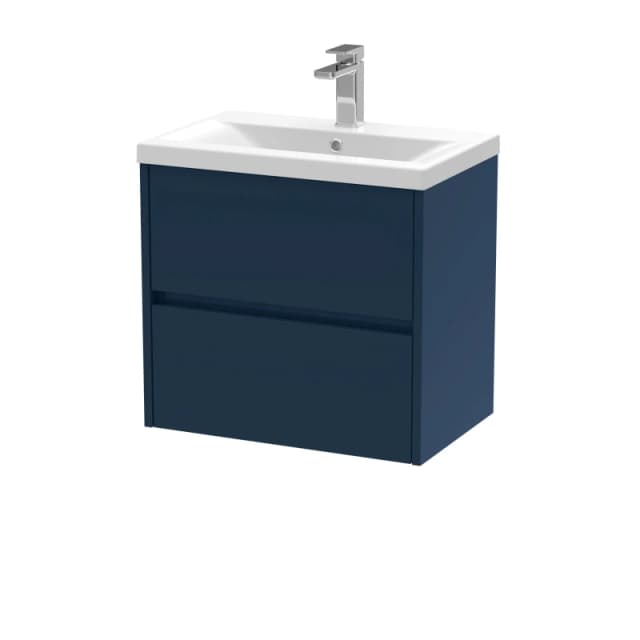 Balterley Wall Hung 2 Drawer Vanity Unit & Ceramic Basin, 600mm - Midnight Blue Blue