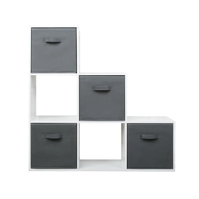 Home Garden Direct Jane - 123 Ladder Bookcase with baskets - White Size: 1 Pack White Unisex 1 Pack