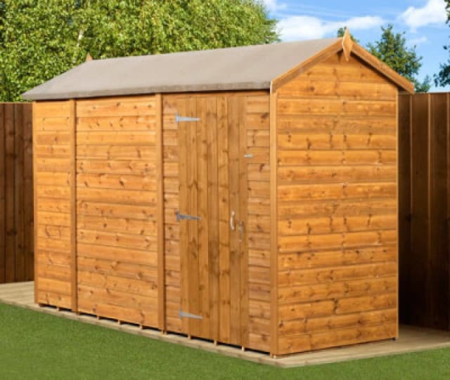 Empire Sheds Empire Modular Apex 4X10 Dipped Treated Tongue And Groove Wooden Garden Shed Single Door No Windows (4' X 10' / 4ft X 10ft) (4X10)