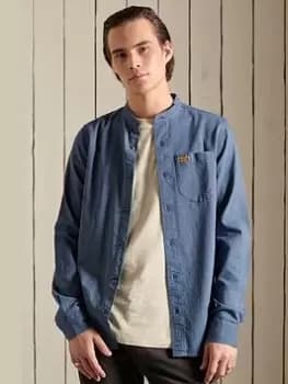 Superdry Indigo Henley Workwear Shirt, Blue Size M Men