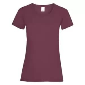 Womens/Ladies Value Fitted Short Sleeve Casual T-Shirt (Large) (Oxblood)