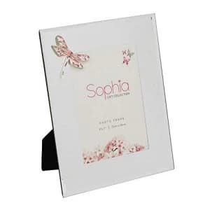 5" x 7" - Sophia Pink Crystal Dragonfly Glass Photo Frame