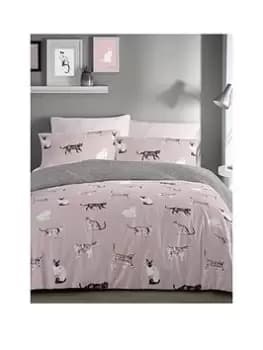 Fusion Cats Duvet Cover Set - Blush