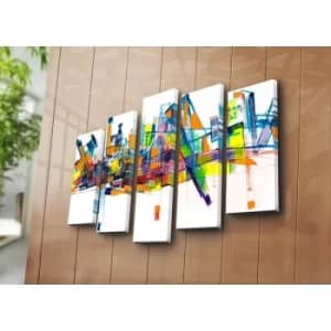 5PATK-202 Multicolor Decorative Canvas Painting (5 Pieces)
