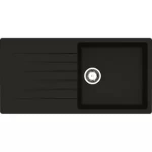 Reginox Harlem Reversible Composite Kitchen Sink & Drainer Single Bowl in Black Granite Composite