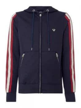 Mens True Religion Retro Side Stripe Hoodie Blue