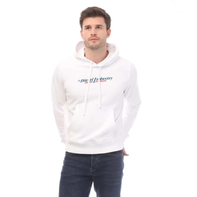 Diesel Industry Denim Division Design White Hoodie White