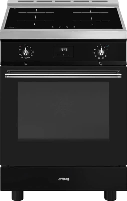 Smeg Concert C6IPBLT2 60cm Wide Electric Cooker with Induction Hoband Pyrolytic Cleaning - Black - A Rated, Black