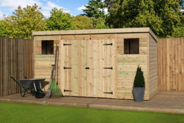 Empire Sheds Empire 5000 Pent 12X3 Double Door Centre Windows