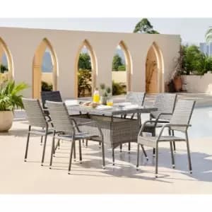 Antigua Outdoor Dining Set 6 Seat Grey