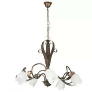 Onli Sonia Twisted Multi Arm Pendant Ceiling Light, Glass Shades, 5x E14
