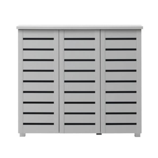 Timber Art Design 5 Tier Shoe Storage Cabinet 3 Door Cupboard Stand Rack Unit Grey