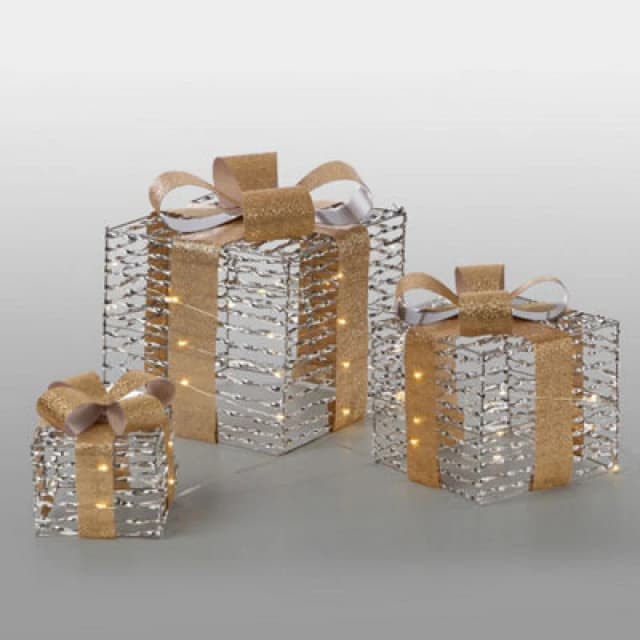 The Christmas Workshop Light-Up Gold & Silver Gift Boxes