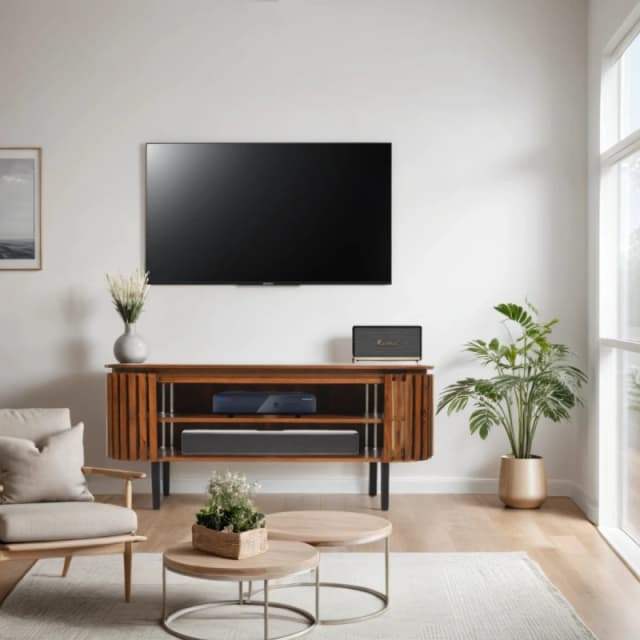 Indian Hub Slatted Mango Wood TV Cabinet