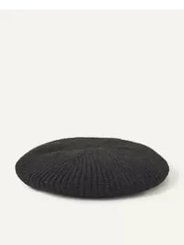 Accessorize Ribbed Knit Beret, Black, Women