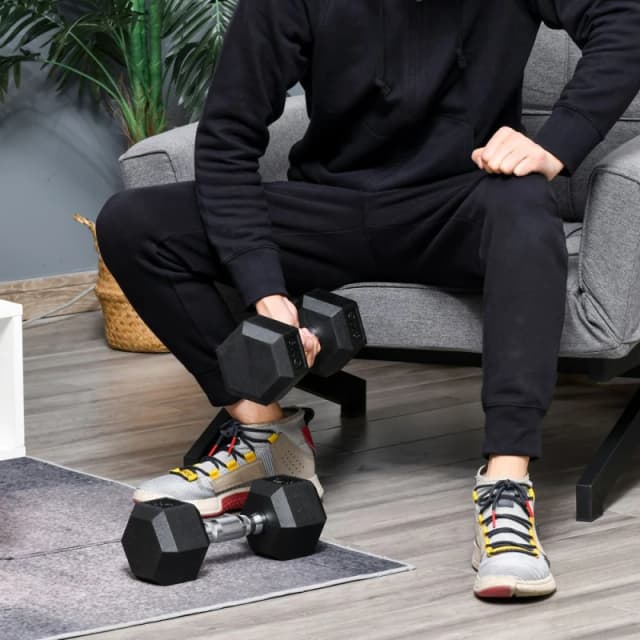 HOMCOM HOMCOM Hexagonal Dumbbells Kit Weight Lifting Exercise for Home Fitness 2x8kg in Black Size: Standard Black Standard Unisex 5055974827240