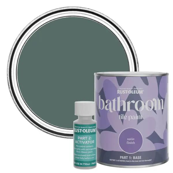 Rust-Oleum Bathroom Tile Paint, Satin Finish - Deep Sea 750ml -