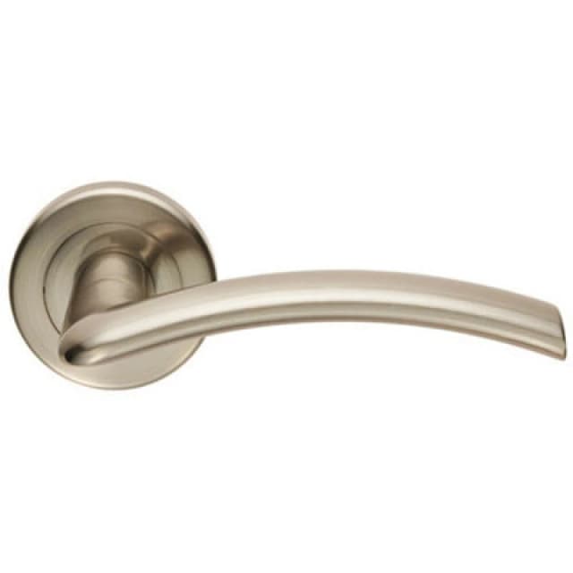 Loops PAIR Flat Arched Style Handle on Round Rose Concealed Fix Satin Nickel Metallics